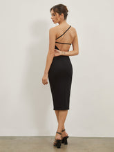 Midikleid mit asymmetrischem Träger und offenem Rücken